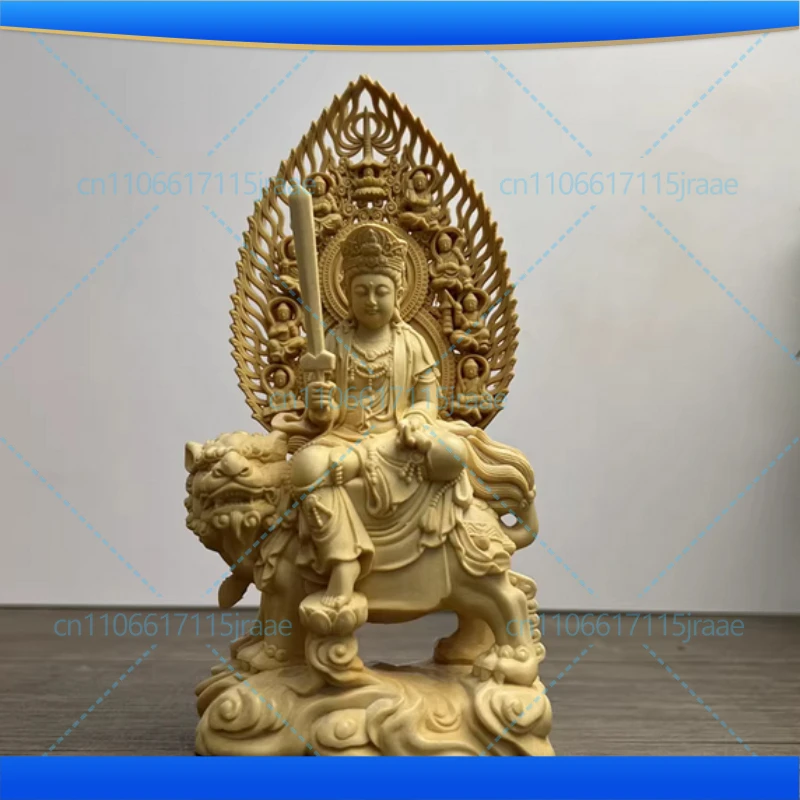 

Wooden Carving Samantabhadra Manjushri Buddhist Figure Statue Solid Wood Carving Feng Shui Ornament Home Living Room Decoration