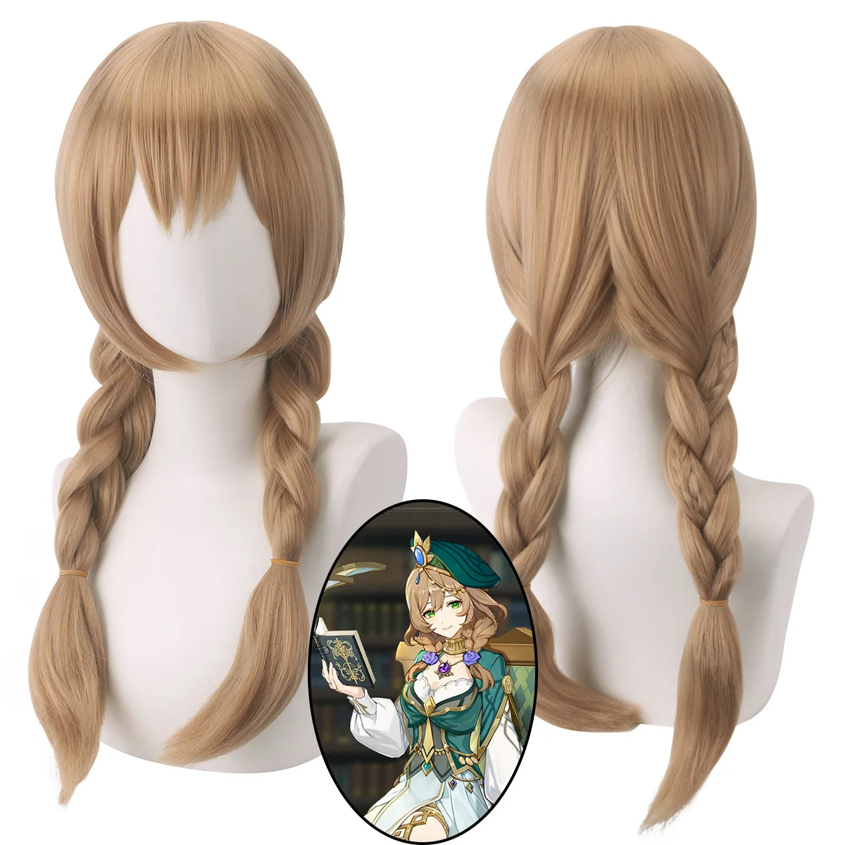 

Genshin Impact Lisa Cosplay Wig Lisa Long Hair Brown Braided Wigs Heat Resistant Synthetic Hair Halloween Party Wigs +Wig Cap
