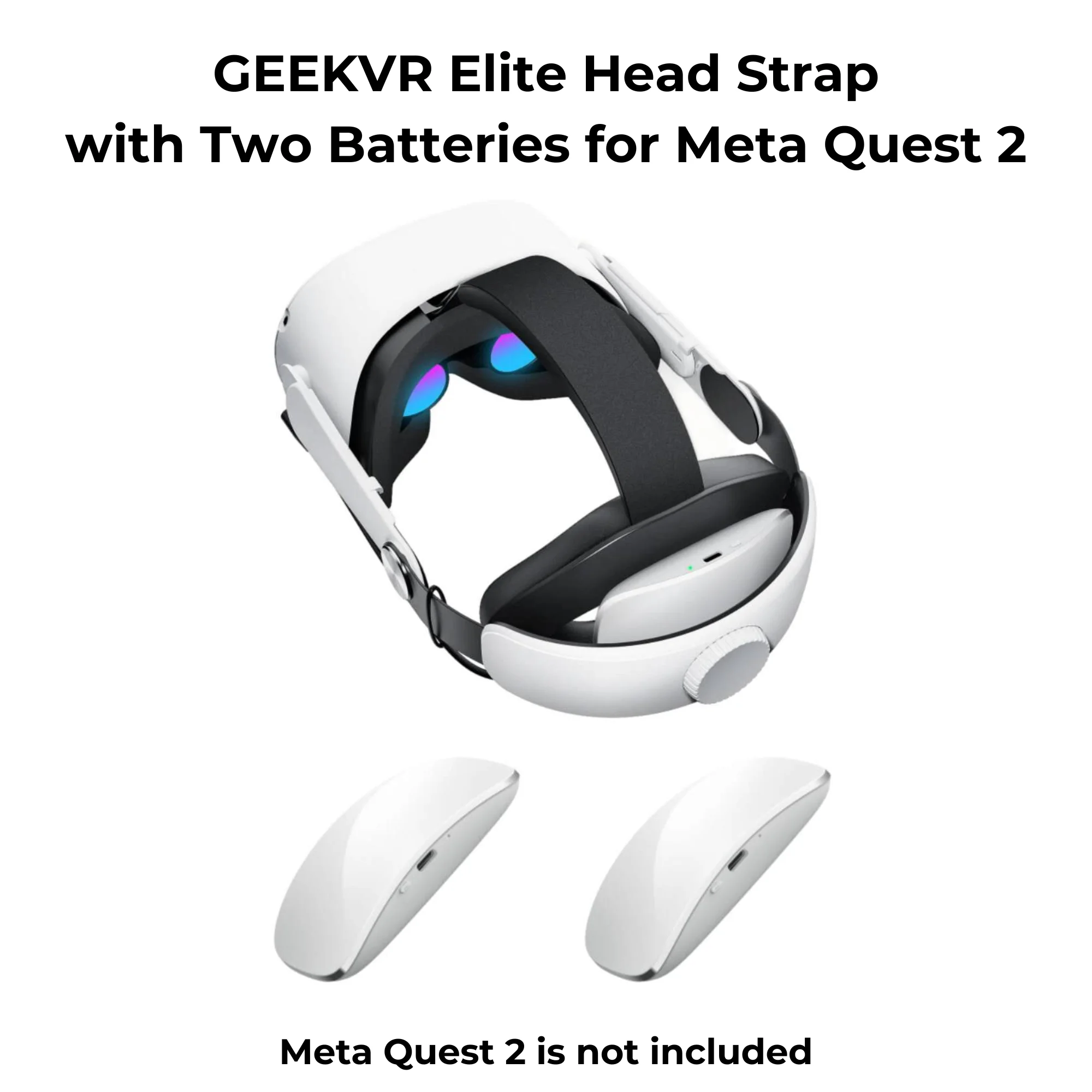 

GEEKVR Elite Head Strap for Meta Oculus Quest 2 with Two Hot-Swappable 5000mAh Batteries, Adjustable, Soft Leather Cushion