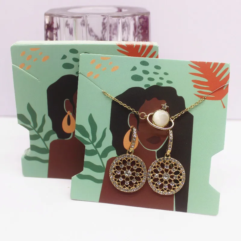 10/50pcs 7.4x7.4cm Fashion Women\'s Jewelry Packaging Cards Earrings Necklace Display Card Holder for DIY Jewelry Package Supply