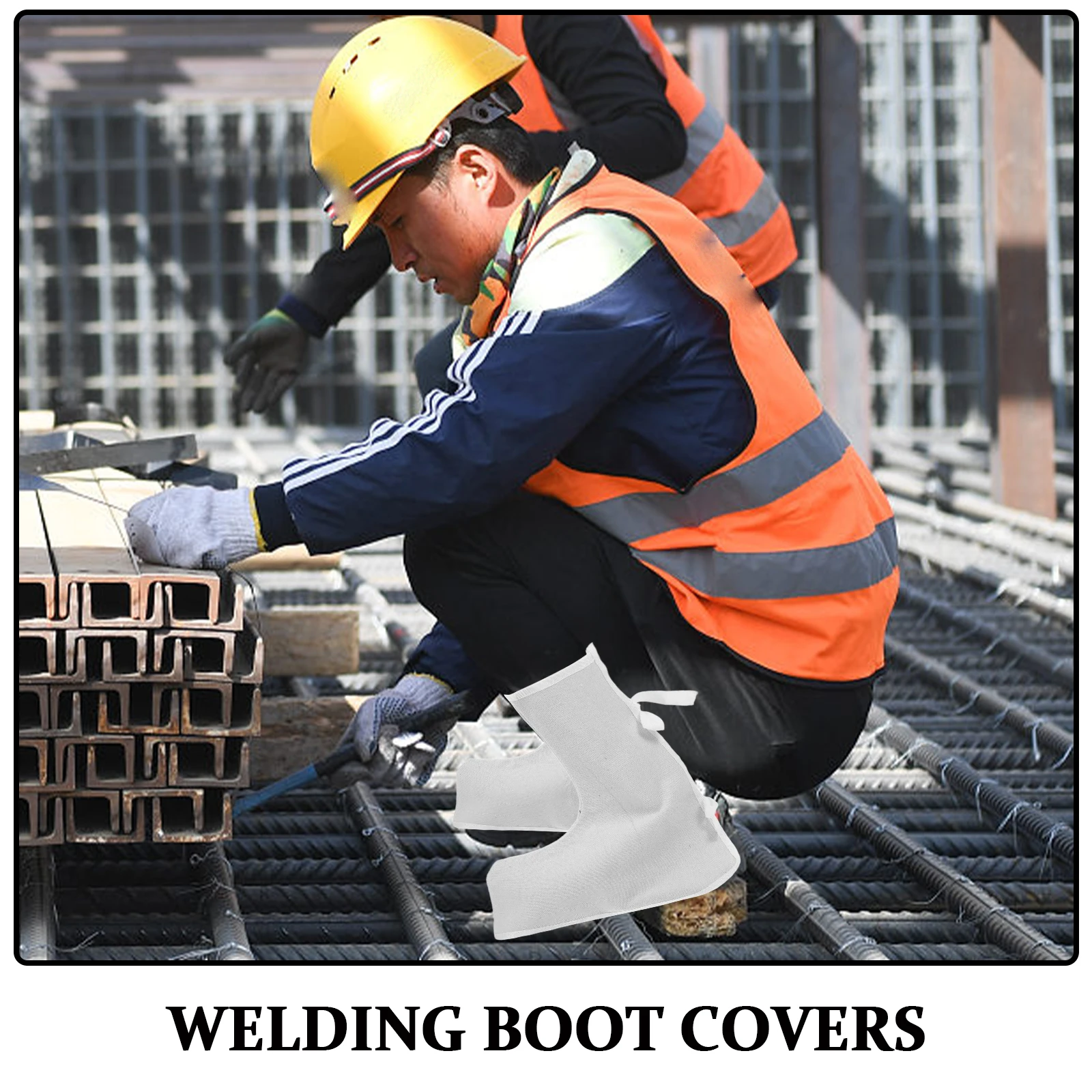 2 قطعة أغطية أحذية اللحام للرجال قابل للتعديل الثقيلة التمهيد يغطي لهب مقاومة قماش حامي القدمين لأحذية لحام #1