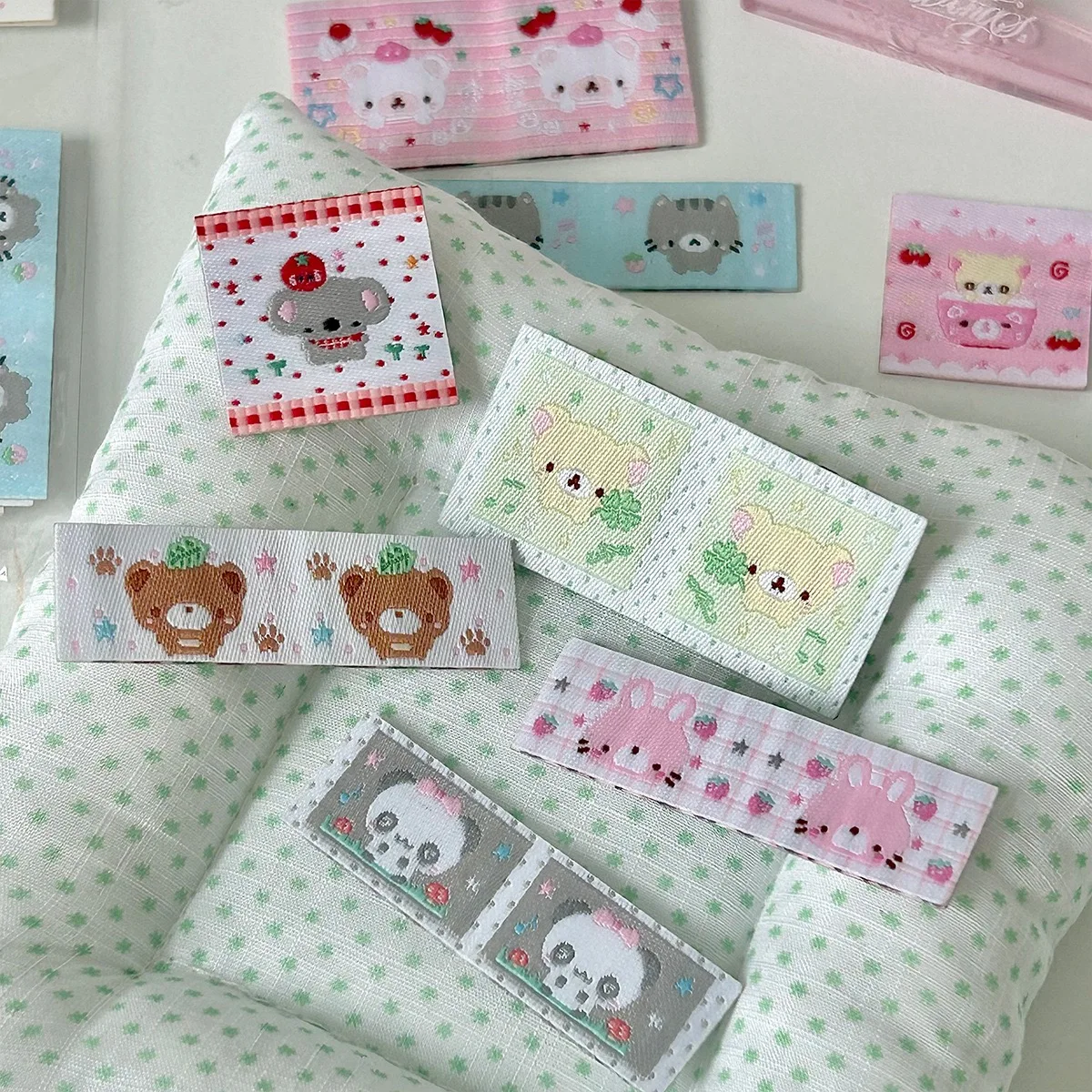 MINKYS Kawaii 8pcs/Pack Fabric Journal Page Index Lable Stickers Set Decoration Sticker Pack Stationery