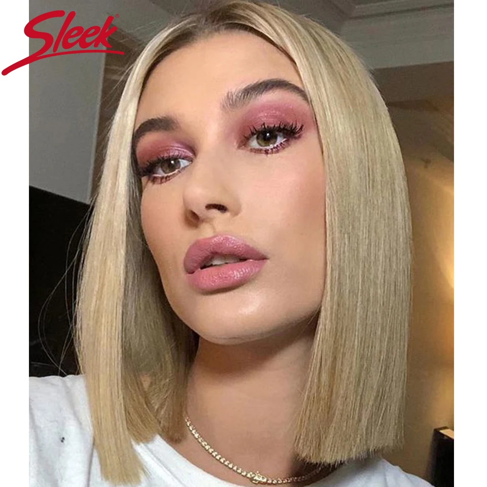 Sleek Short Human Hair Wigs For Women 13X5X2 Straight Bob Lace Front Wig Blonde Pink Red Colored Remy Brazilian Hair Hair Wigs