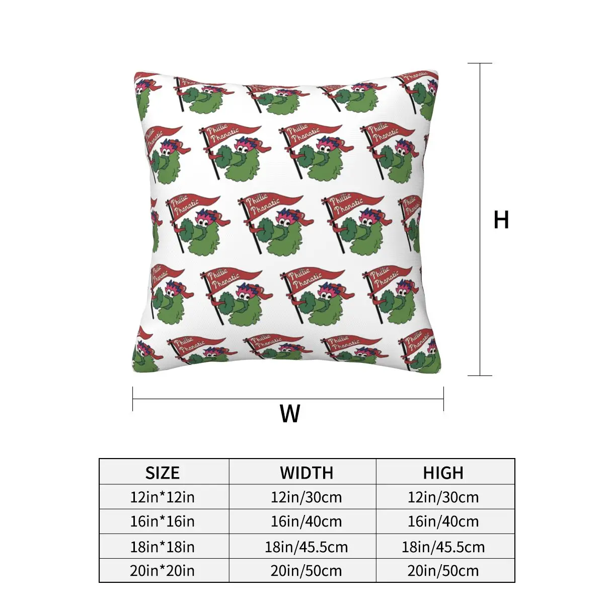 Phillie Phanatic Square Pillowcase Pillow Cover Cushion Zip Decorative Comfort Throw Pillow for Home Car