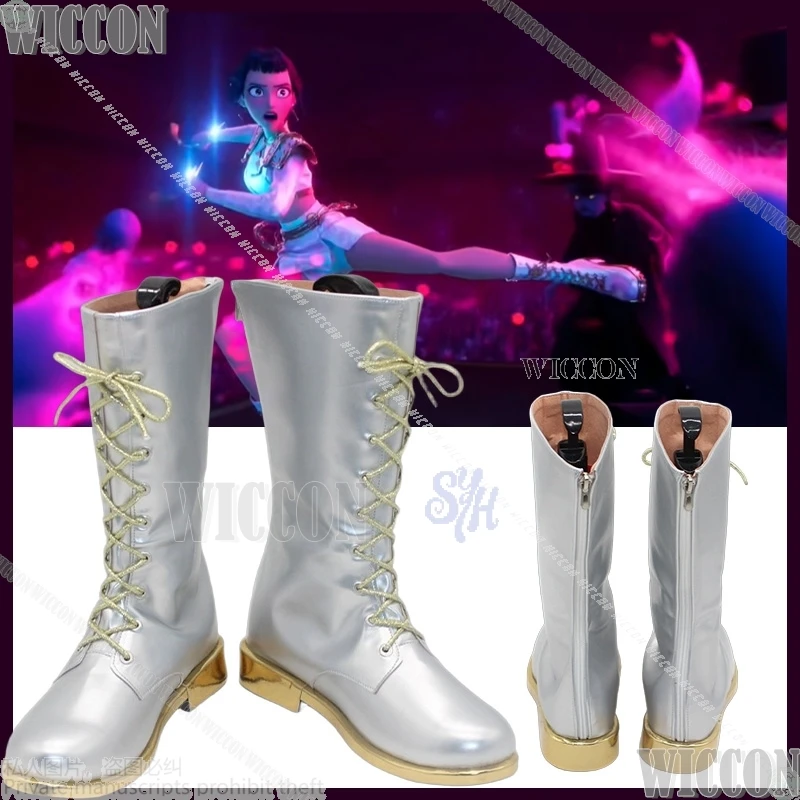 

Anime Kpop Demon Zoey 코스프레 Shoes GOLDEN Korea Idol Stage Silvery White Fashion Boot Halloween Party Girl Cosplay Carnival Outfit