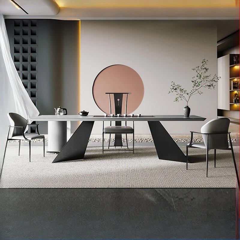 Rock slab tea table Home office tea table Smart water kettle integrated tea table and chair combination