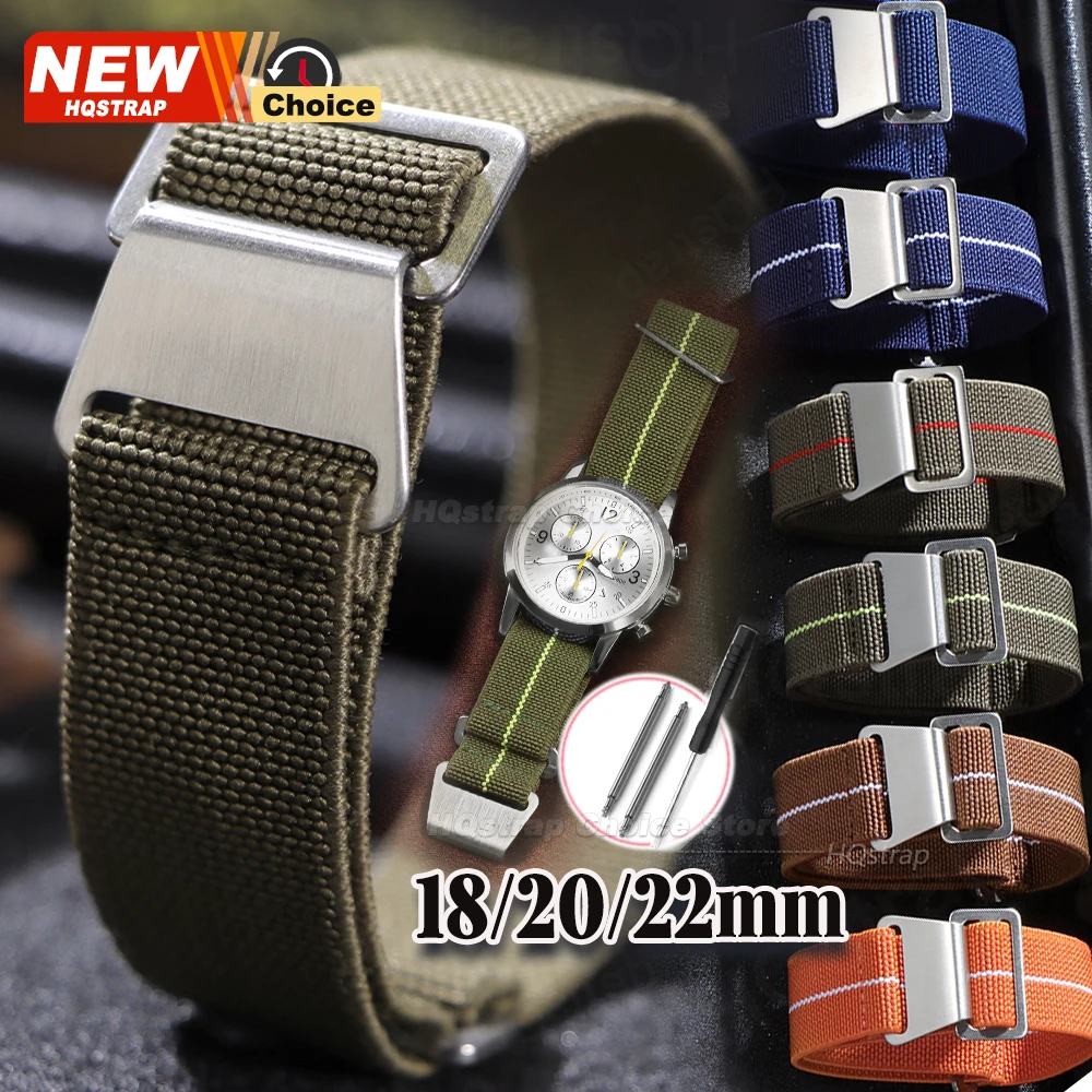 New Troops Fallschirmtasche, elastisches Uhrenarmband, 18 mm, 20 mm, 22 mm, Armband, Nylon-Uhrenarmbänder, Herren-Universal-Armband, Stoff-Armband