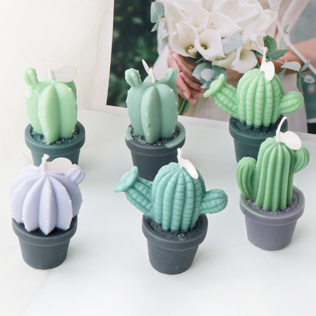 Desert Plant Cactus Candle Silicone Mould Multi Style Cactus Ball Soap Resin Making Set Summer Drink Ice Chocolate Desk Decor