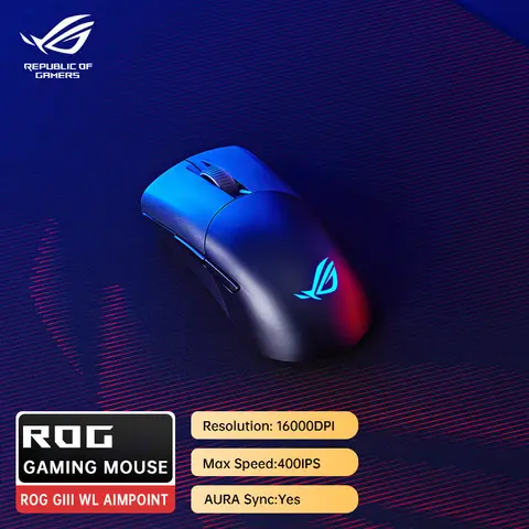 ASUS ROG Wireless AimPoint 36k Sensor Drahtlose Bluetooth-Gaming-Maus mit drei Modi, 75 g, leicht