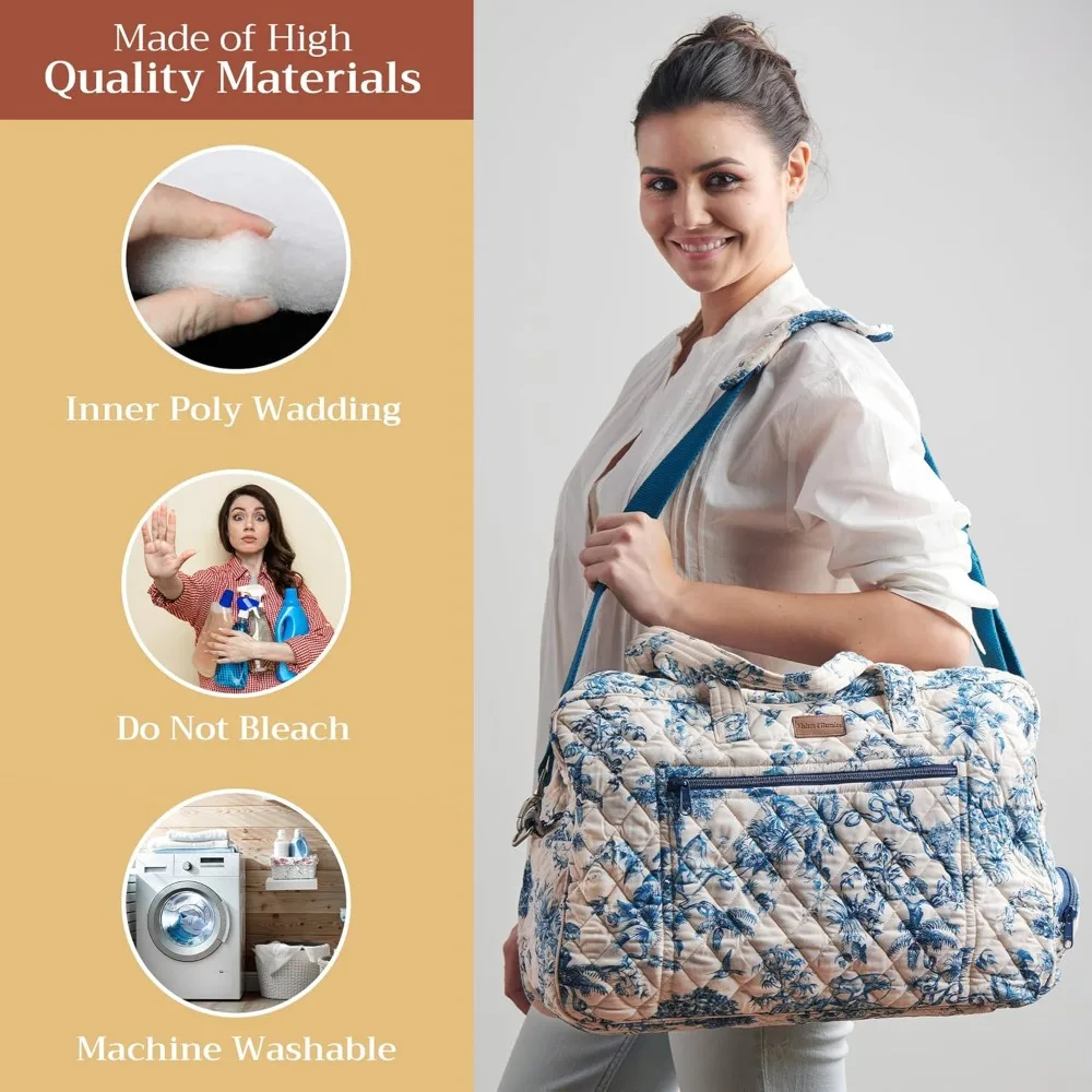 حقيبة من القماش الخشن مبطنة بالقطن - أمتعة عطلة نهاية الأسبوع للجنسين لصالة الألعاب الرياضية والرياضة وهدايا السفر