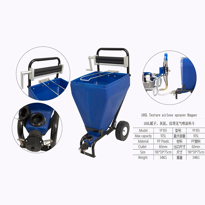 105L Mortar Spraying machine Hopper Cement Spraying machine Hopper For Interior and Exterior walls