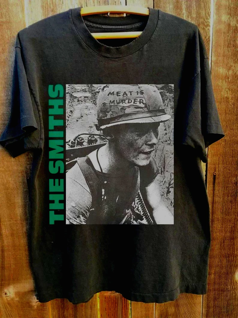

Винтажная хлопковая футболка с короткими рукавами и принтом The Smiths Meat Is Murder, подарок для мужчин и женщин, футболка унисекс, летняя модная уличная одежда