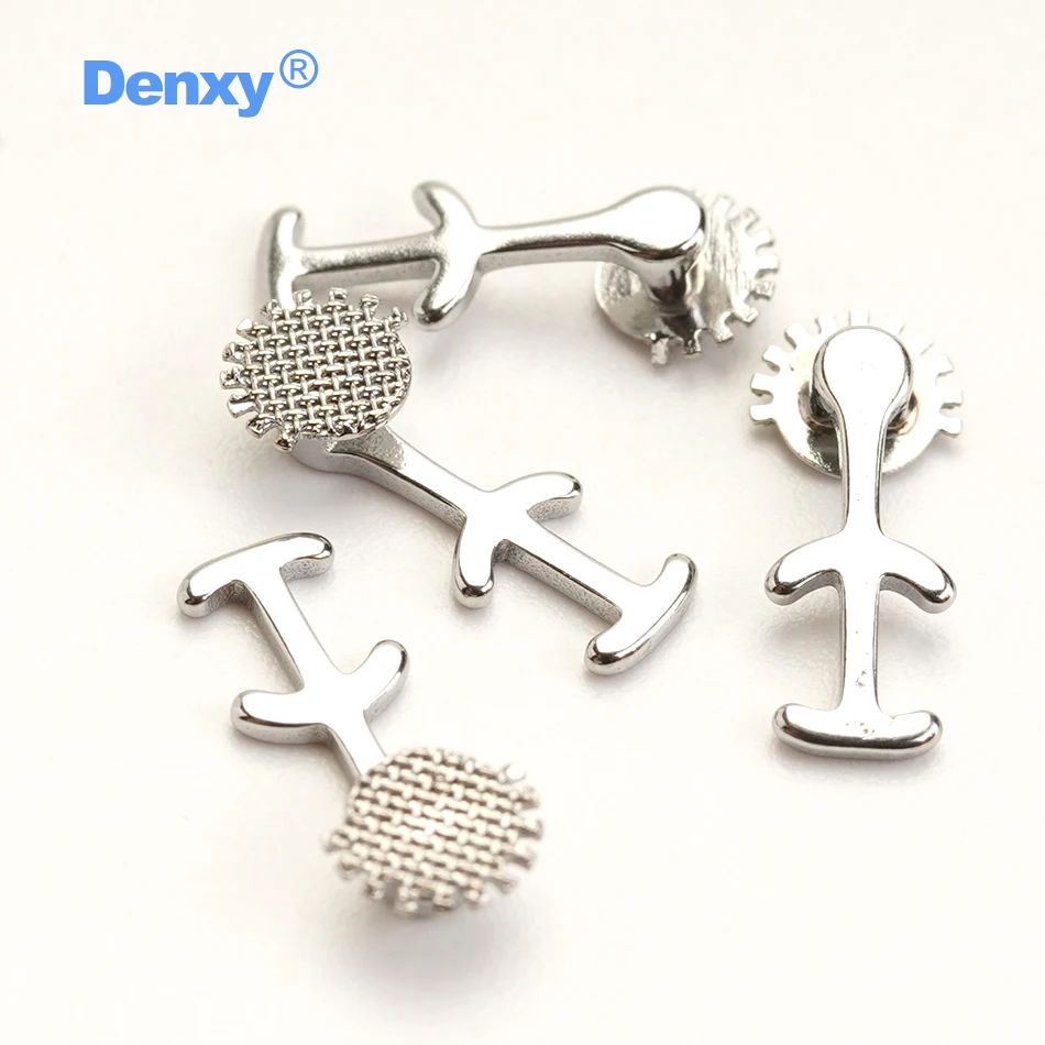 DENXY 10 Stück kieferorthopädische lingualen Knöpfe mit Arm, Dental-Mesh-Basis, linguale Aufsätze, mehrfach haftbare, krimpbare Haken – Detail 5