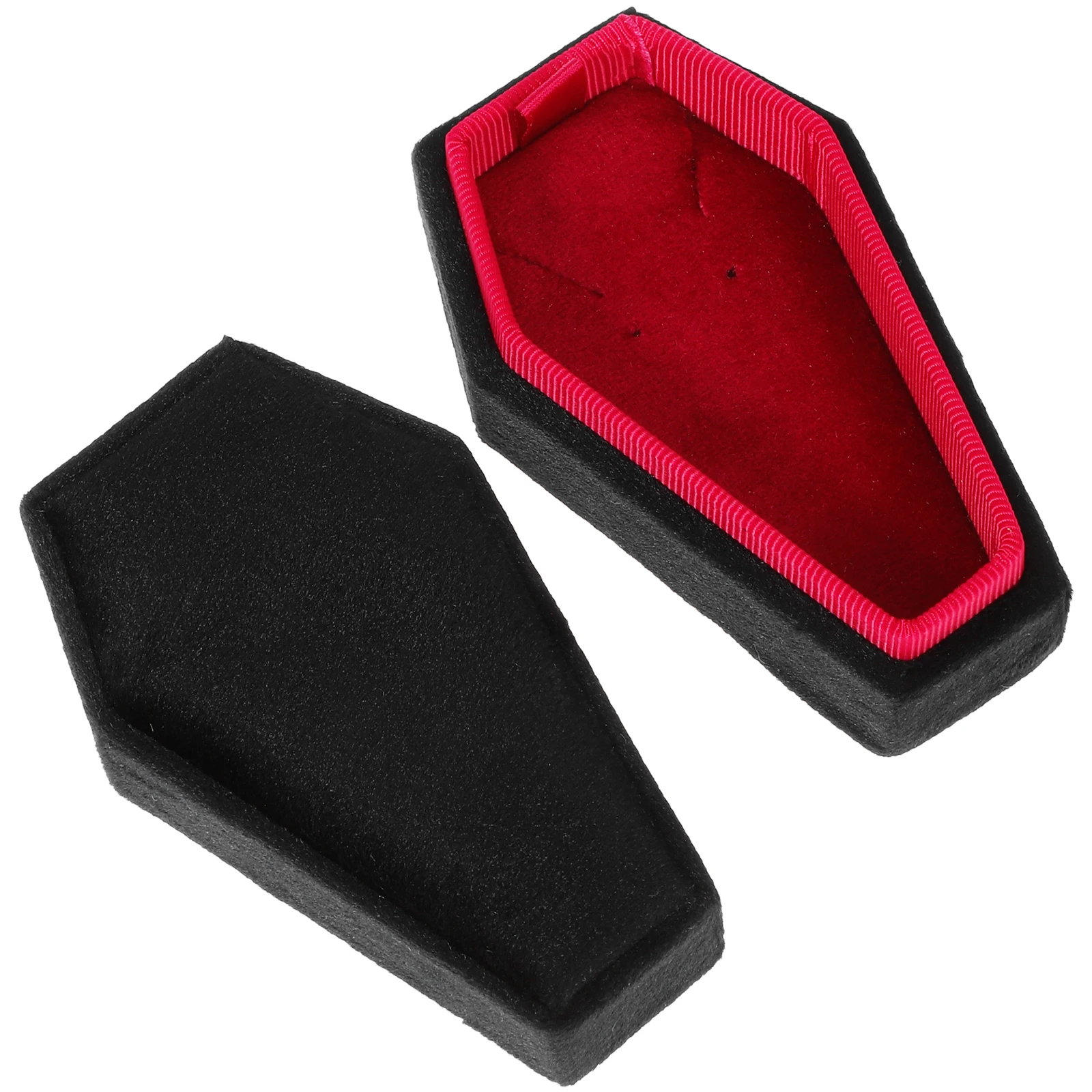 

1PC Coffin Shape Velvet Jewelry Storage Box Necklace Earrings Holder Gift Packaging Case Black Red Color Gift Box For Women