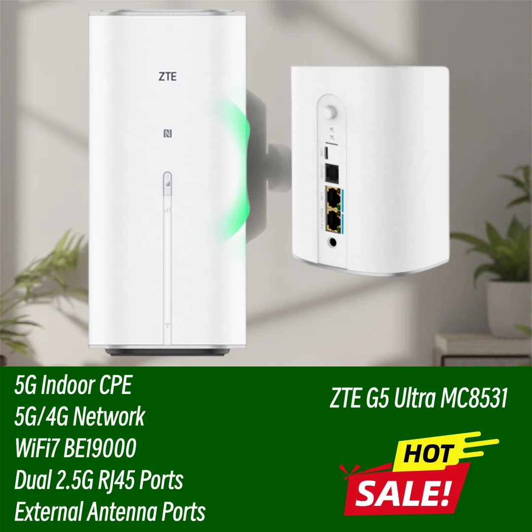 Unlocked ZTE G5 Ultra MC8531 5G CPE WiFi 7 BE19000 Indoor Wireless Router Dual 2.5GE Ports SDX75 5G 4G LTE CAT22 Sim Card Modem