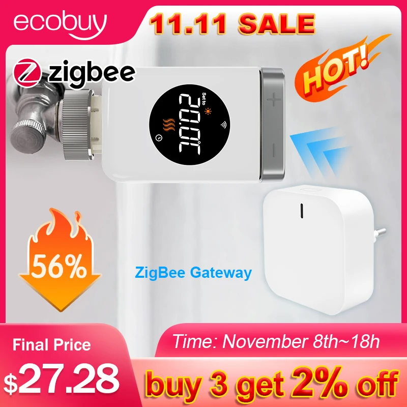 Tuya Smart Home Zigbee Thermostatic Radiator Valve Wifi Radiator Thermostat Zigbee Gateway Smart Life Alexa Google Home Alice