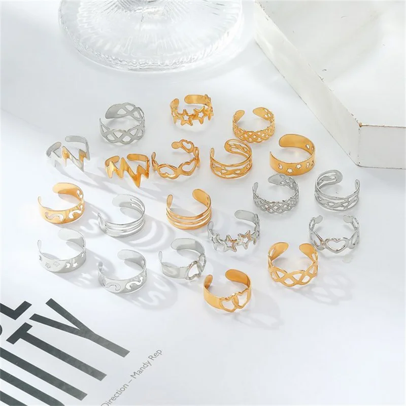 10pcs Adjustable Toe Rings For Women Girls Simple Beach Open Toe Ring Set Cute Heart Summer Toe Ring Foot Jewelry