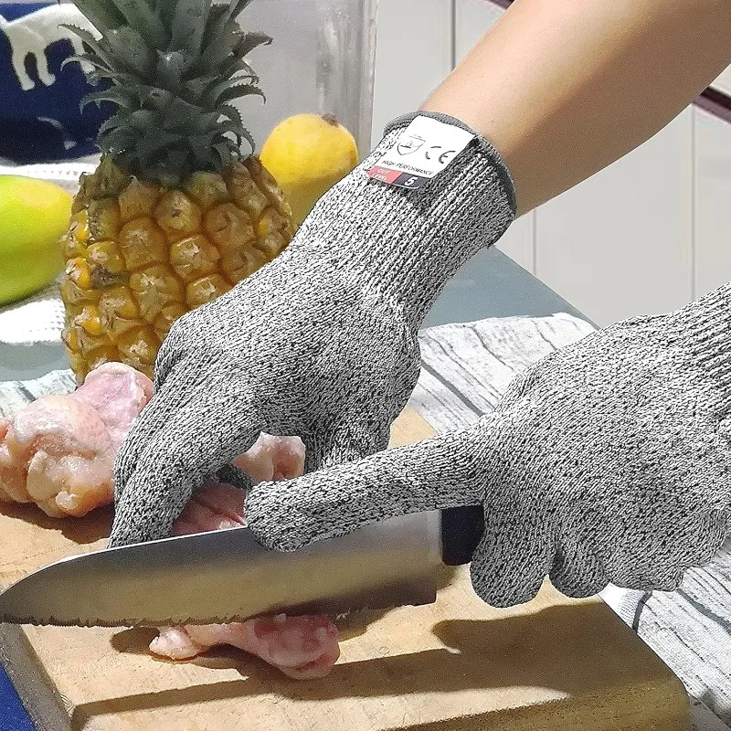 1/2pairs Grade 5 Cut Resistant Gloves Kitchen HPPE Scratch Resistant Glass Cutting  for Gardeners Work Gloves