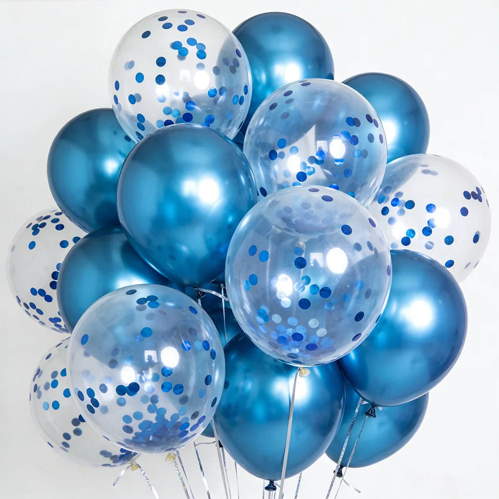 

30pcs/set 12 Inch Metal Chrome Balloons Transparent Filling Confetti Balloon Birthday Party Wedding Event Baby Shower Decor