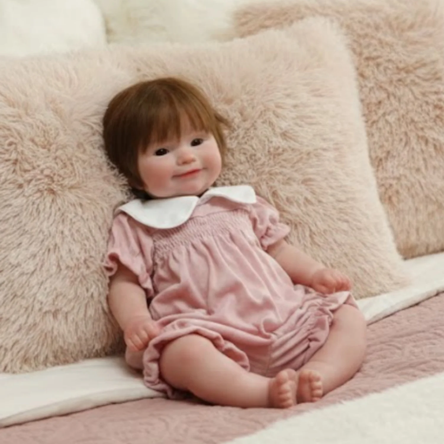 AnjoDoll 47 cm Open Mond Maddie bebe Meisje Wasbare reborn de silicona Poppen Soft Touch Handgemaakte Reborn Siliconen Poppen