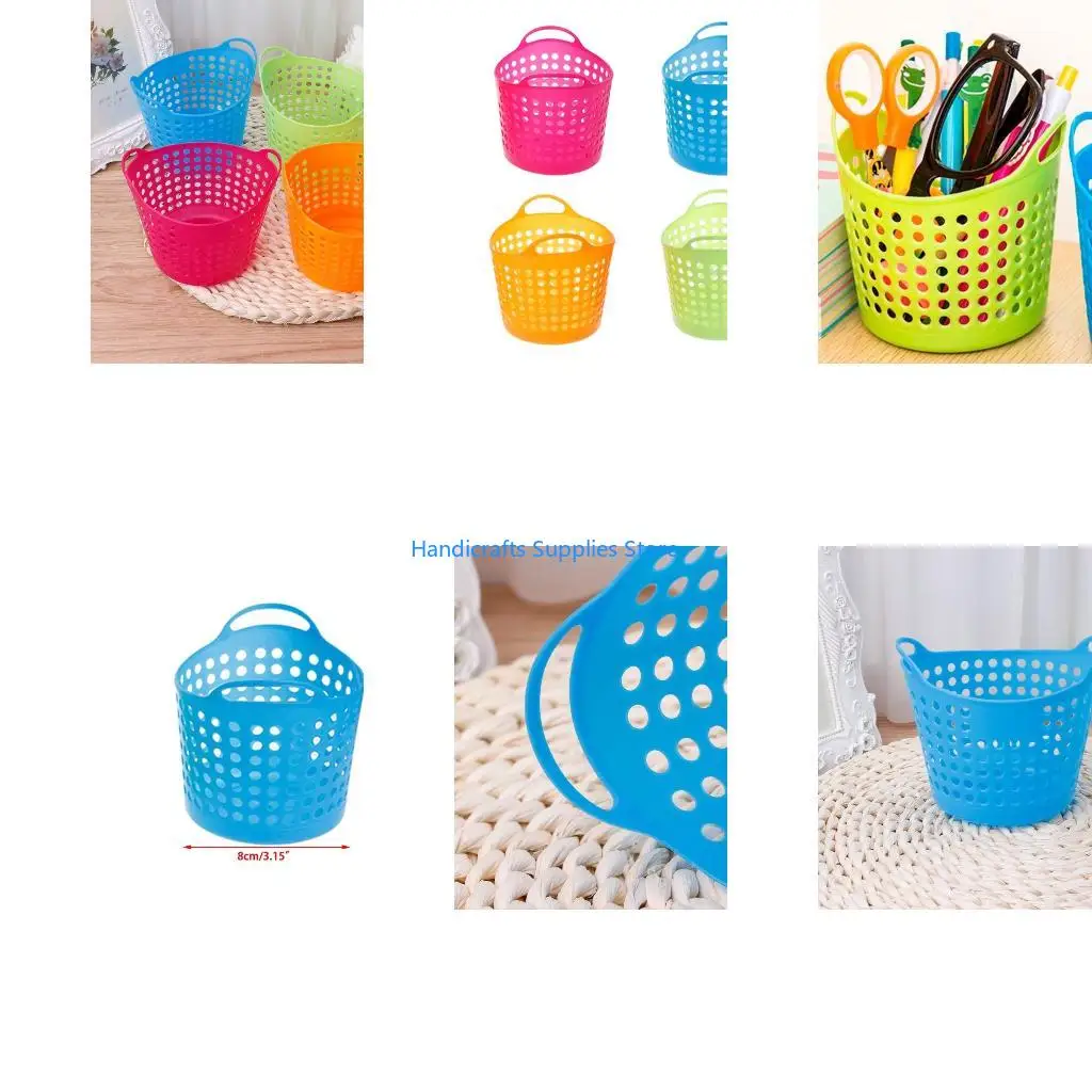 R1WA Plastic Office Desktop Storage Baskets Makeup Trash Bin Garbage Can