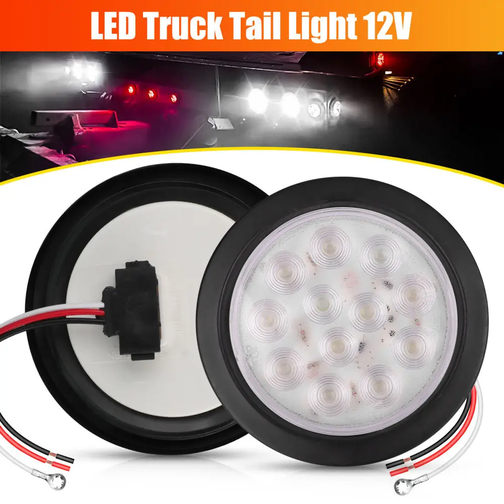 

2Pcs 4" Round Led Stop Turn Tail Brake Backup Reverse Lights With Plug Waterproof 12V Universal HL-L-009-P