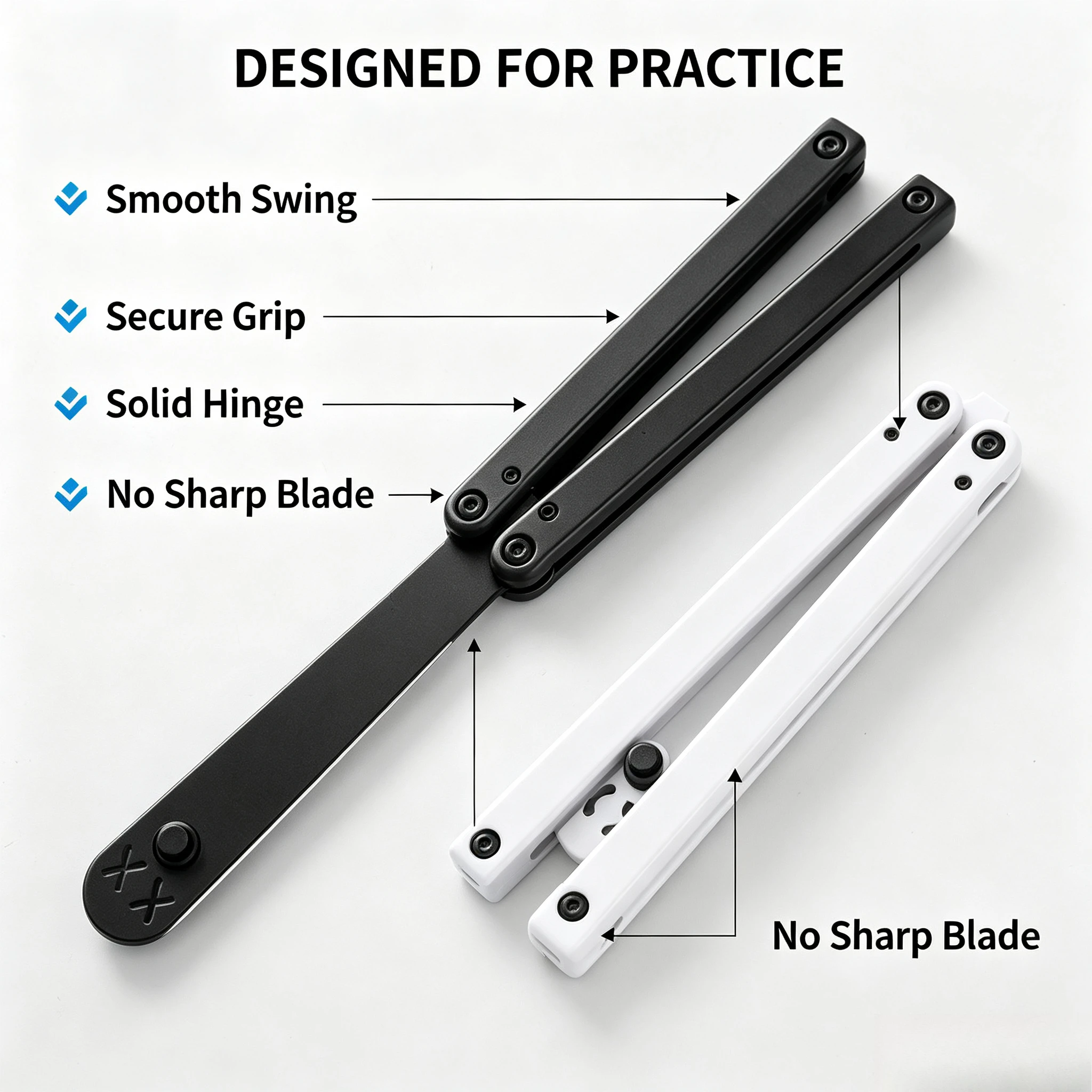 Clone Training Butterfly Knife POM Plastic Material Balisong Flipper Trainer CNC Cutting No Edge Safe Safety Training Flipping