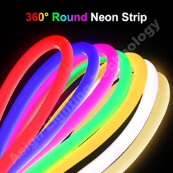 360 Round LED Neon Strip light 220V 120LEDs/m Tube Flexible Rope Light Strip SMD 2835 Waterproof IP67 for Home Decoration 1-100m