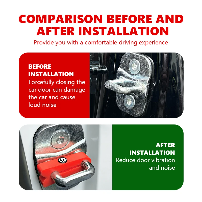 Car Door Lock Damper Buffer Deadener Seal Shock-Absorbing Noise Reducer For Leapmotor C01 C11 T03 S01 C11 C16 Reev 2022 2023