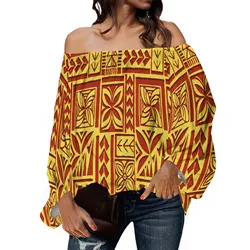 Pacific Island Art Wear Summer Long Sleeve One-Shoulder Women'S Top Custom Polynesian Print Samoan Women'S Club Top
