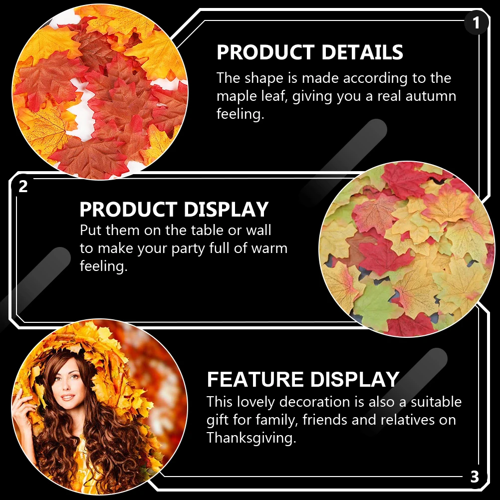 

200Pcs Artificial Maple Leaf Autumn Decoration Realistic Fake Leaves Wedding Table Thanksgiving Party Decor