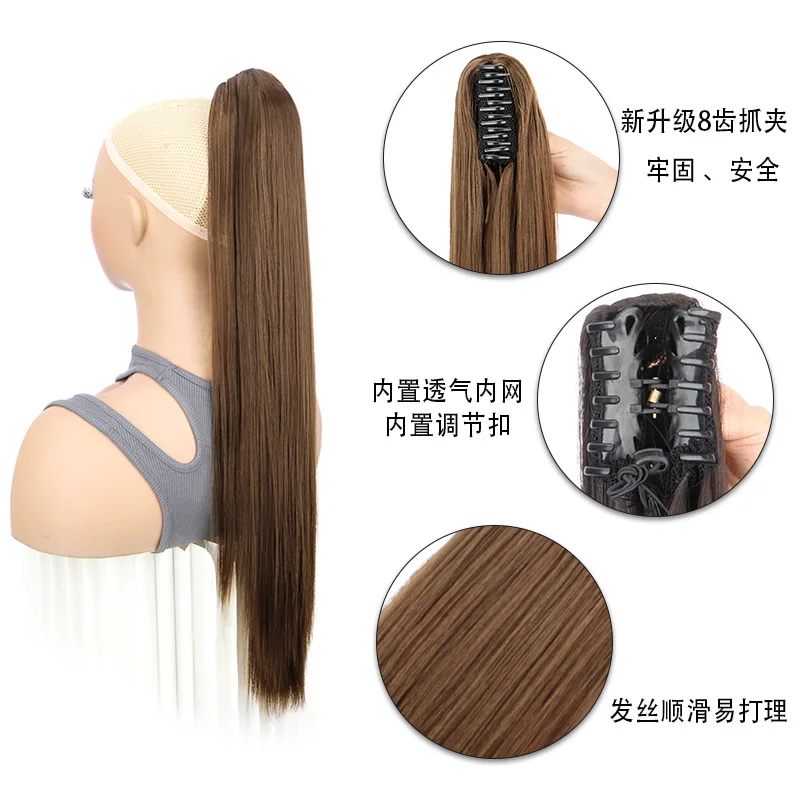Wig ponytail for women, long straight hair realistic faux ponytail natural-looking hair extension, ponytail braid