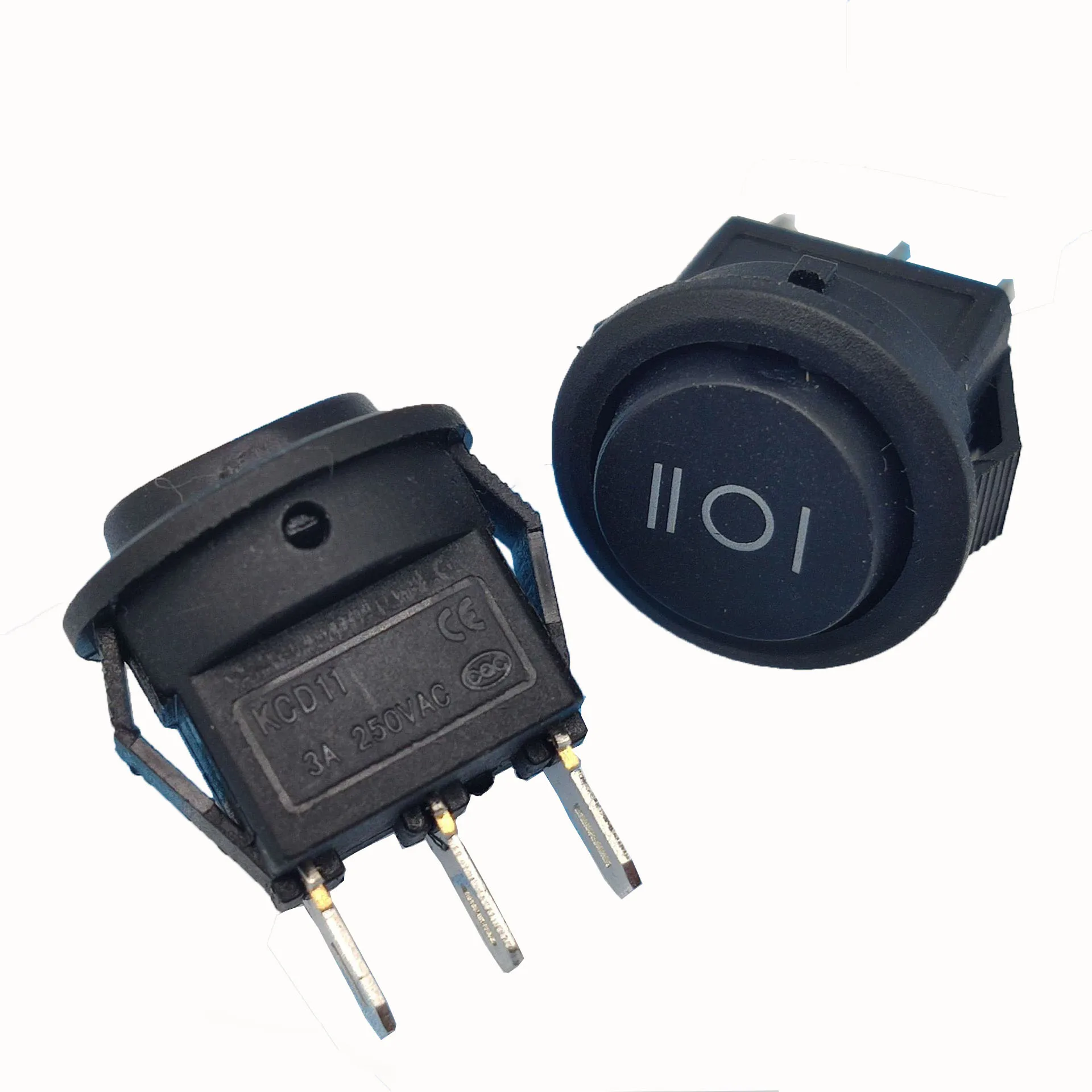 ZJSHUYI ZJSHUYI KCD2 Small Round 3 Feet 3 Gears No Light Black Rocker