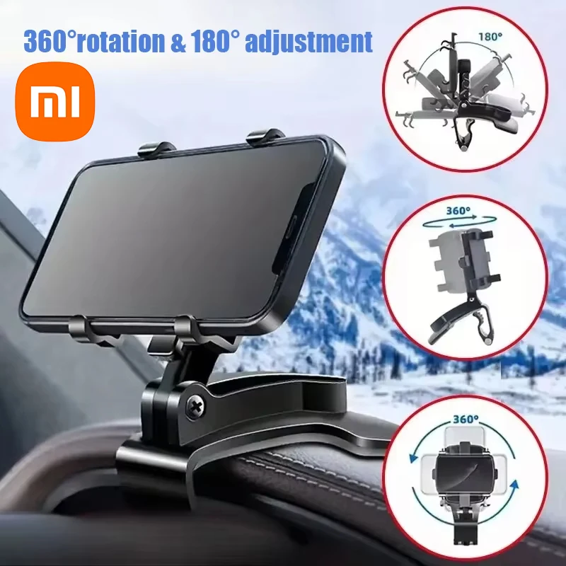 Xiaomi Car Mobile Phone Holder 360 Degree Rotation Easy Clip Mount Stand Multifunctional Dashboard Clip Support For Android IOS