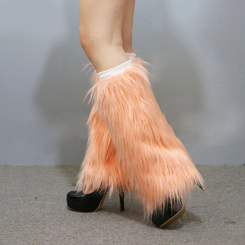 Furry Leg Warmers Goth White Faux Fur Leg Warmers Boot Covers  Fluffies Warming Lady Cute Jk Knee-length Hipster Warm Sock Socks