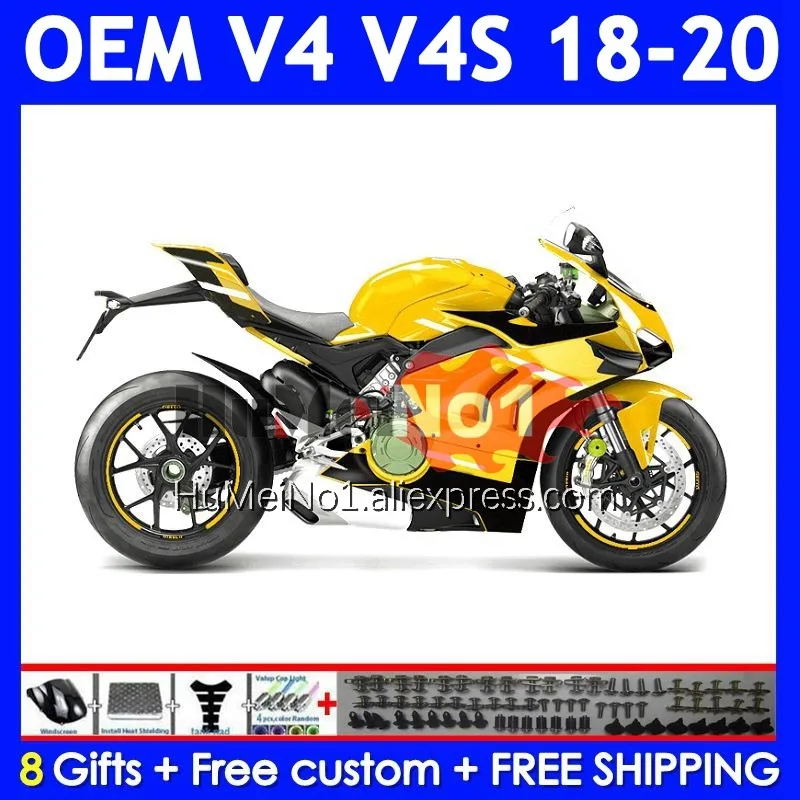 Injection Bodys For DUCATI Panigale V4 V 4 S R V4S V4R 327No.86 V4-S V4-R 2018 2019 2020 18 19 20 Yellow Black OEM Fairing Kit