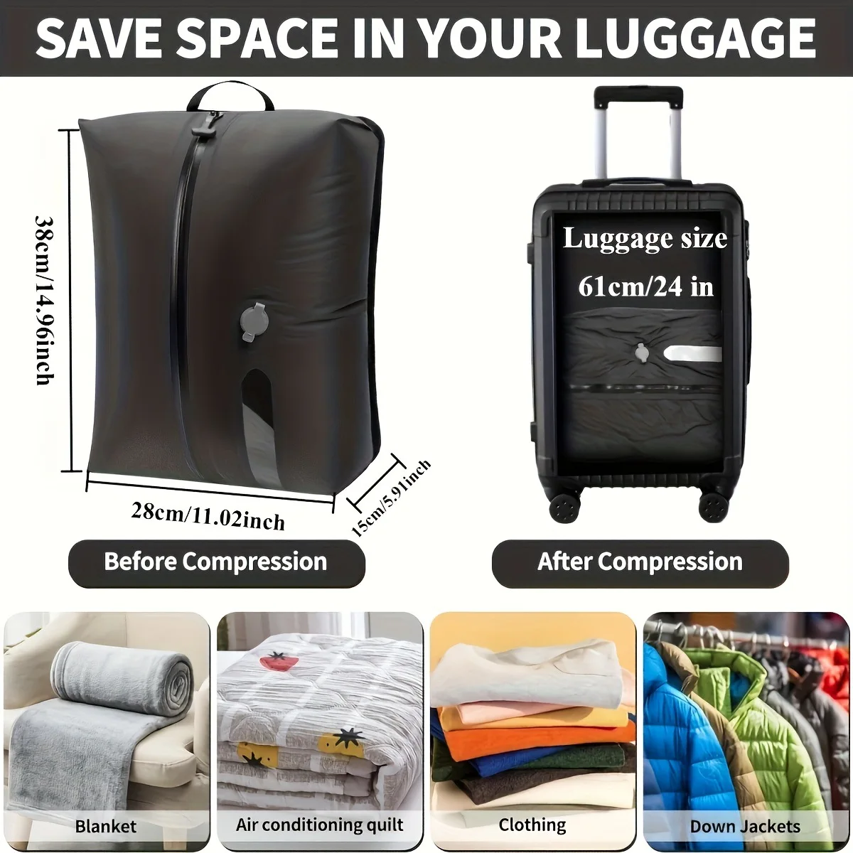 Bolsas de almacenamiento de viaje impermeables, bolsas comprimidas, bolsas de vacío, maletas herméticas a prueba de humedad, bolsa de ropa para viajes de negocios y viajes