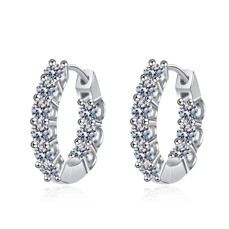 

Female Wedding Jewelry PT950 Platinum Sparkling Earring Certificate Total 1.8CT Dcolor Moissanite Hoop Earrings for Women Gift