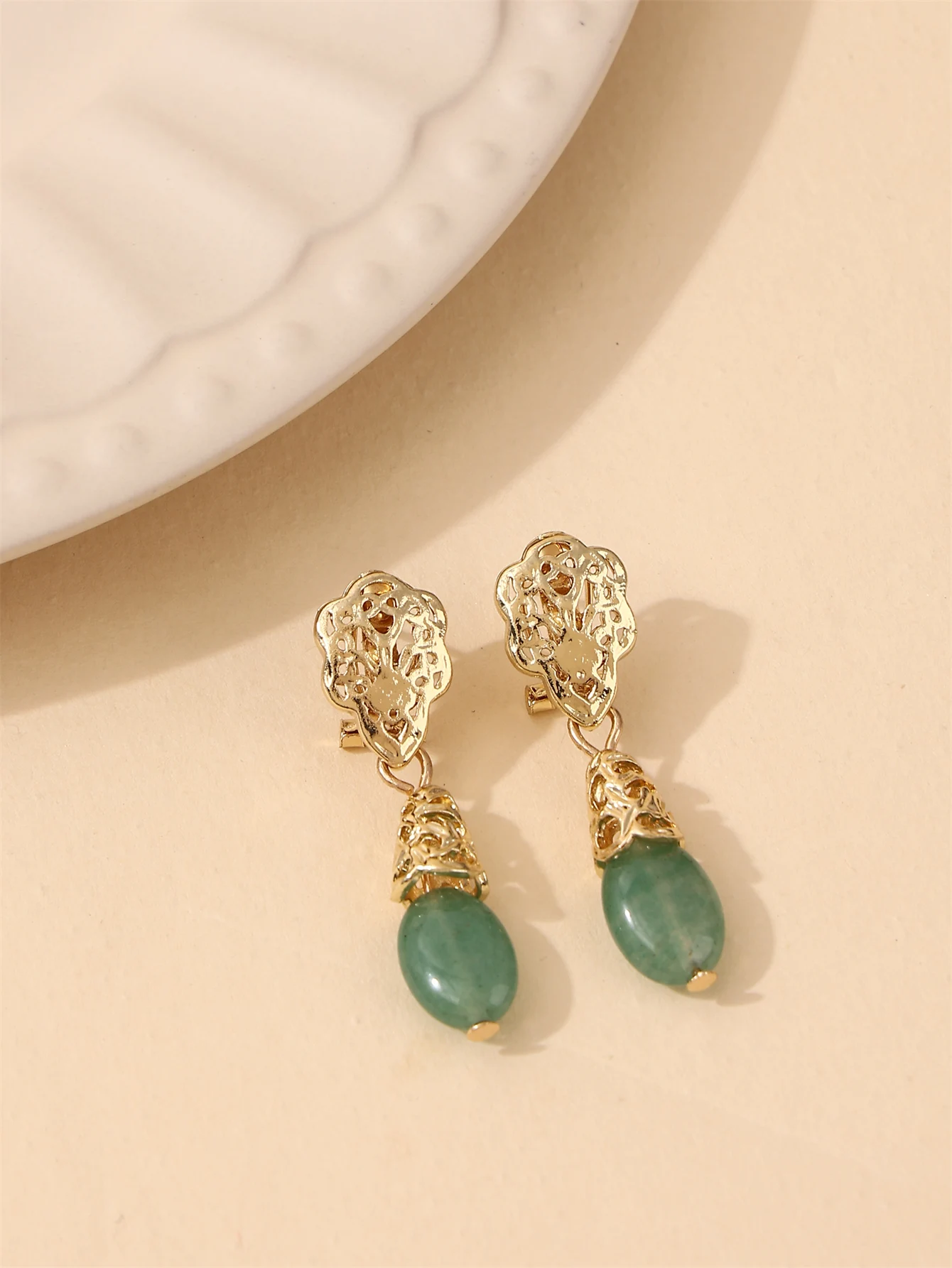 Algerian ladies' natural stone jewelry earrings small exquisite French retro style for bridal wedding party accessories
