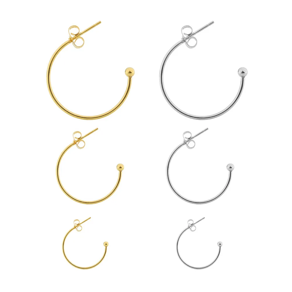

6 Pcs Earring Hooks Lightweight Sterling Silver DIY Accessories Piercing Hook Jewelry Making Supplies C Shaped Earwire Beads