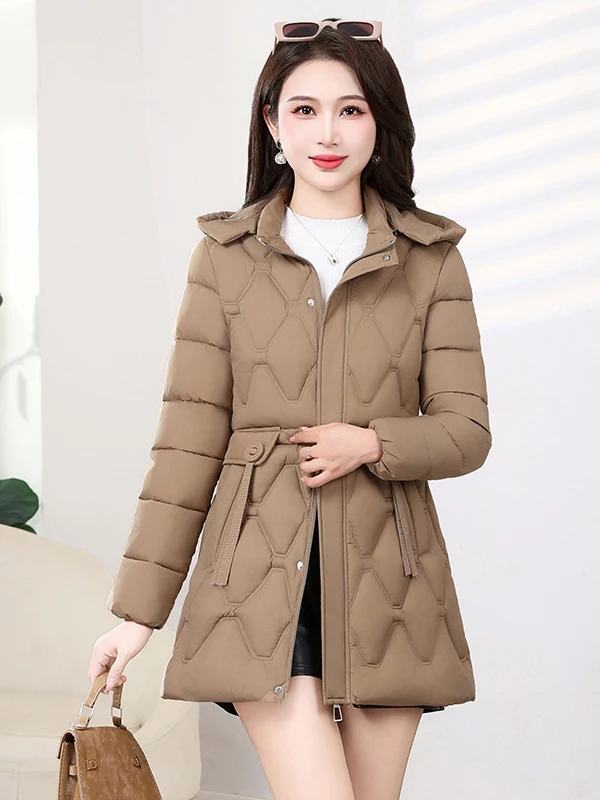 Hiver nouveau Faion Thiened coton Jaet femmes longueur moyenne minceur Sli chaleur âge-défaudage coton manteau coréen Sle