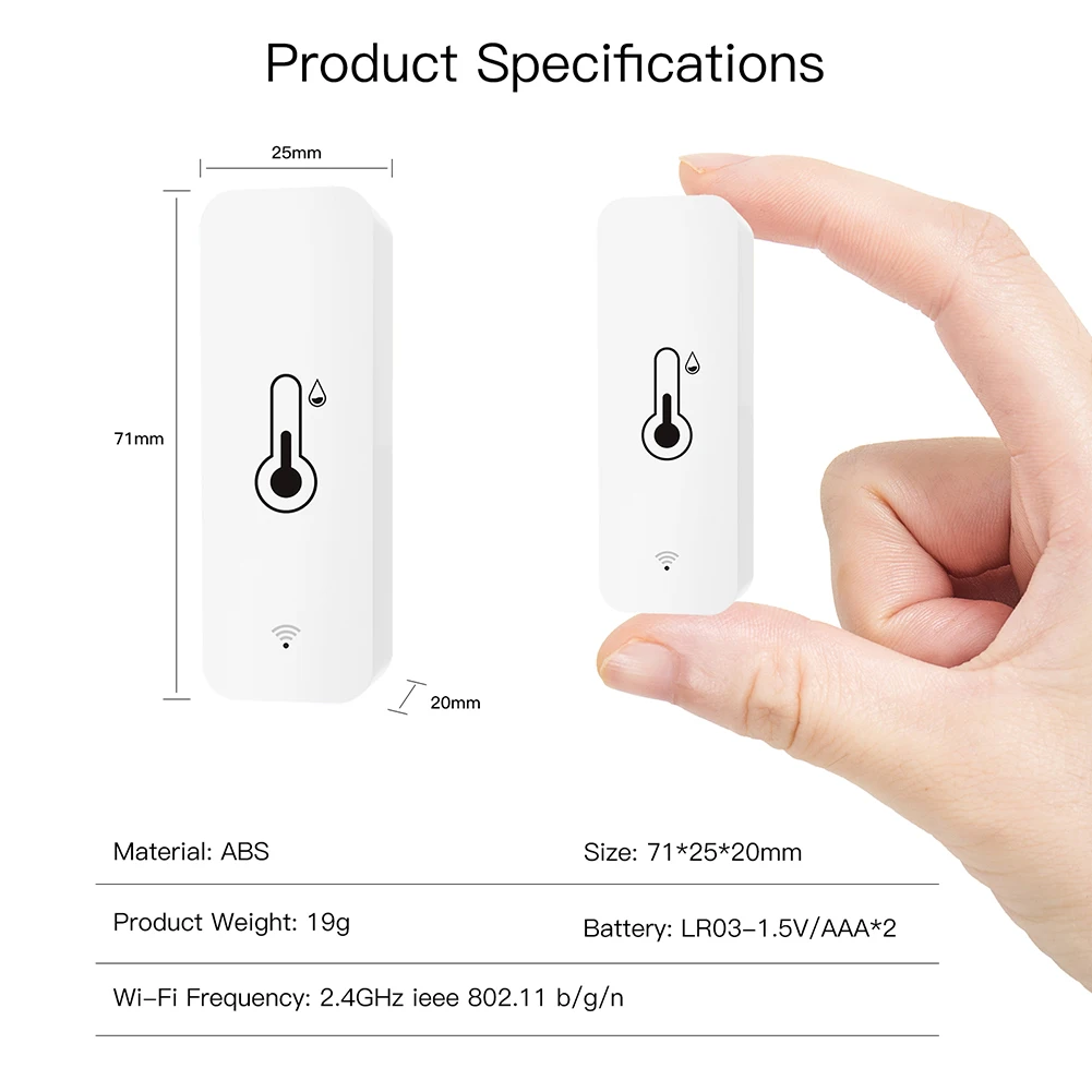 WiFi Indoor Hygrometer Controller Monitoring Battery Powered Tuya APP Thermometer Monitoring Remote Control for Fridge Freezer