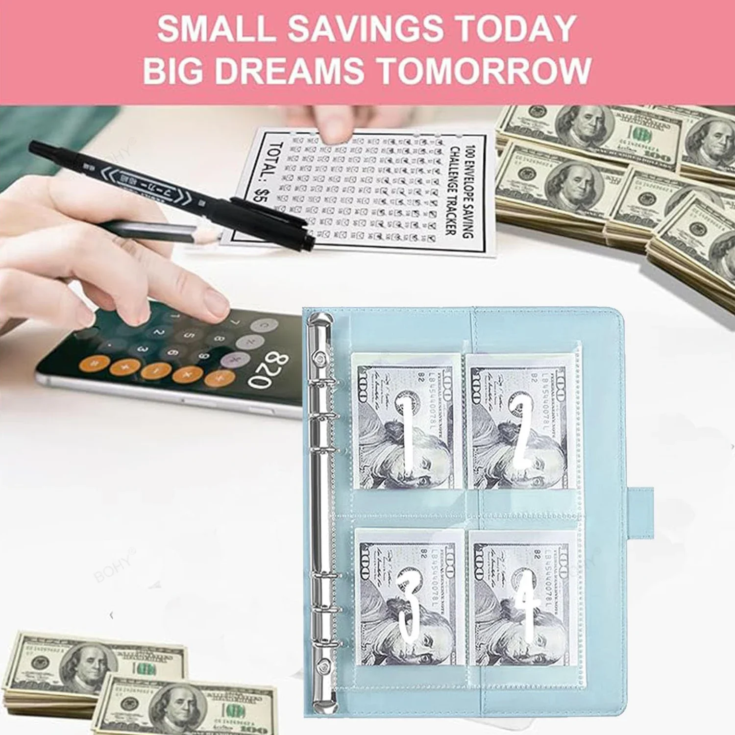 Imagem -02 - Money Saving Budget Binder com Dinheiro Fácil e Divertido Money Saving Saving Challenge a5 5050 100 Envelopes