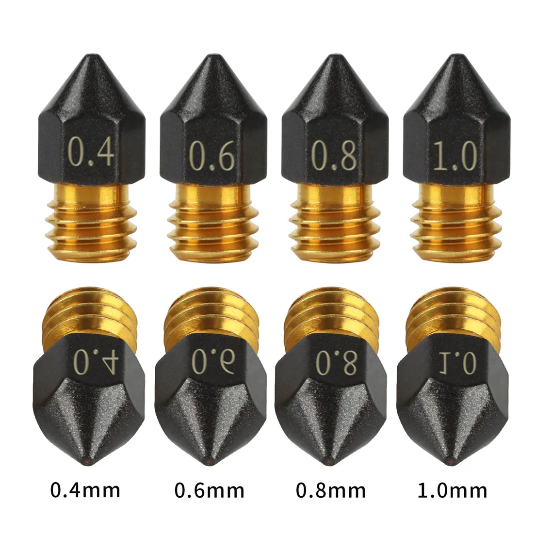 5Pcs PTFE Coated V6 MK8 Volcano Nozzle 0.2/0.3/0.4/0.5/0.6/0.8/1.0mm Brass Nozzle for CR10 Ender3 Titan Prusa i3 3D Printer Part