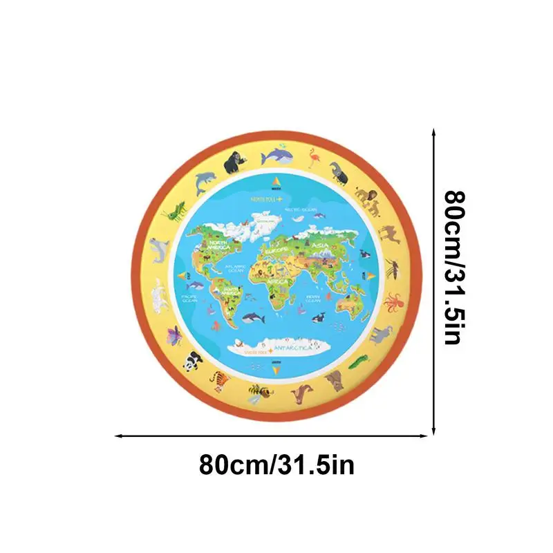 어린이 낙서 동물 세계 지도 그리기 매트, 방수 나일론, 어린이 그림 장난감, 침실 교실용 바닥 매트