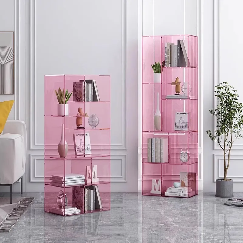 

Acrylic floor-to-ceiling bookshelf living room multi-layer display shelf storage shelf bookcase wine cabinet