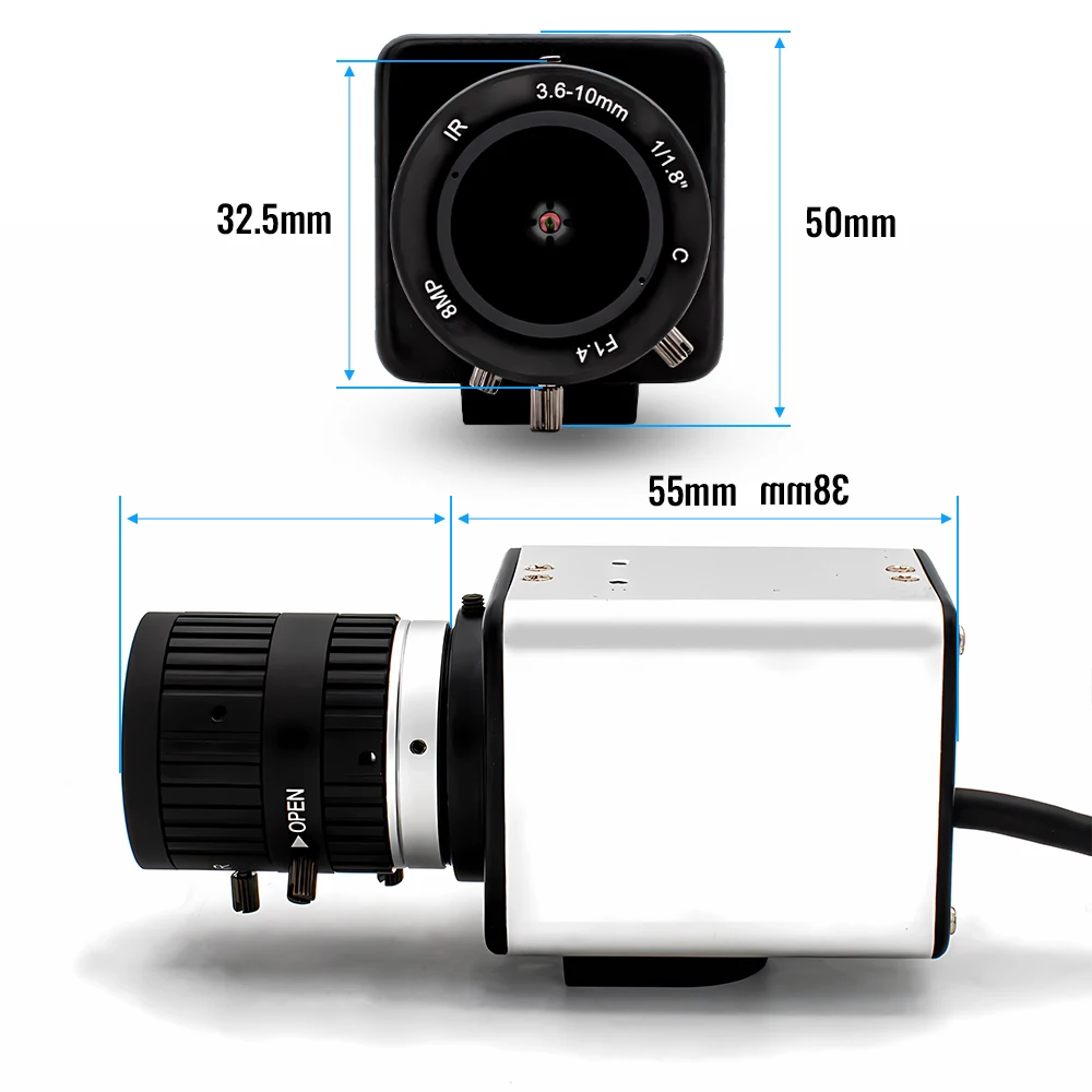 WGWK 12MP IP Camera High Resolution 3840x3104 Mini POE Network Webcam 8MP 3.6-10mm Varifocal Manual Zoom HD UVC Webcam Module