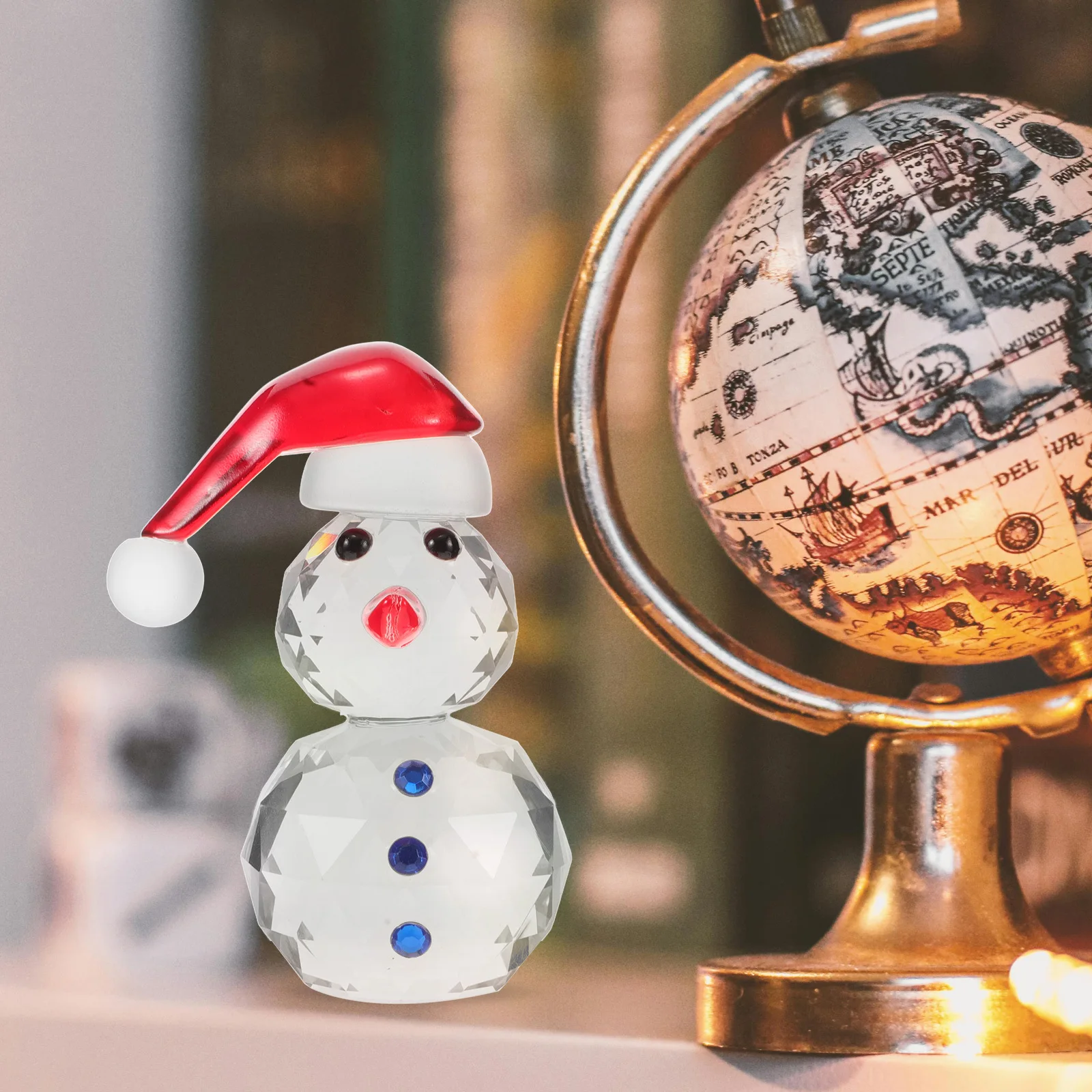 

Exquisite Glass Snowman Christmas Decoration Sparkling Diamonds Detailed Craftsmanship Festive Tabletop Centerpiece Luxurious