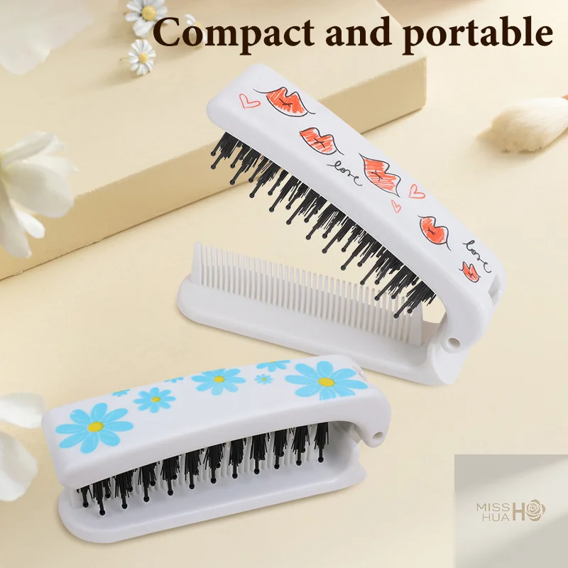 

HUA HUA 1 шт., щетка для волос с щетиной гриви, белая складная портативная расческа, карманная складная дорожная массажная щетка для укладки волос, подарок для салона