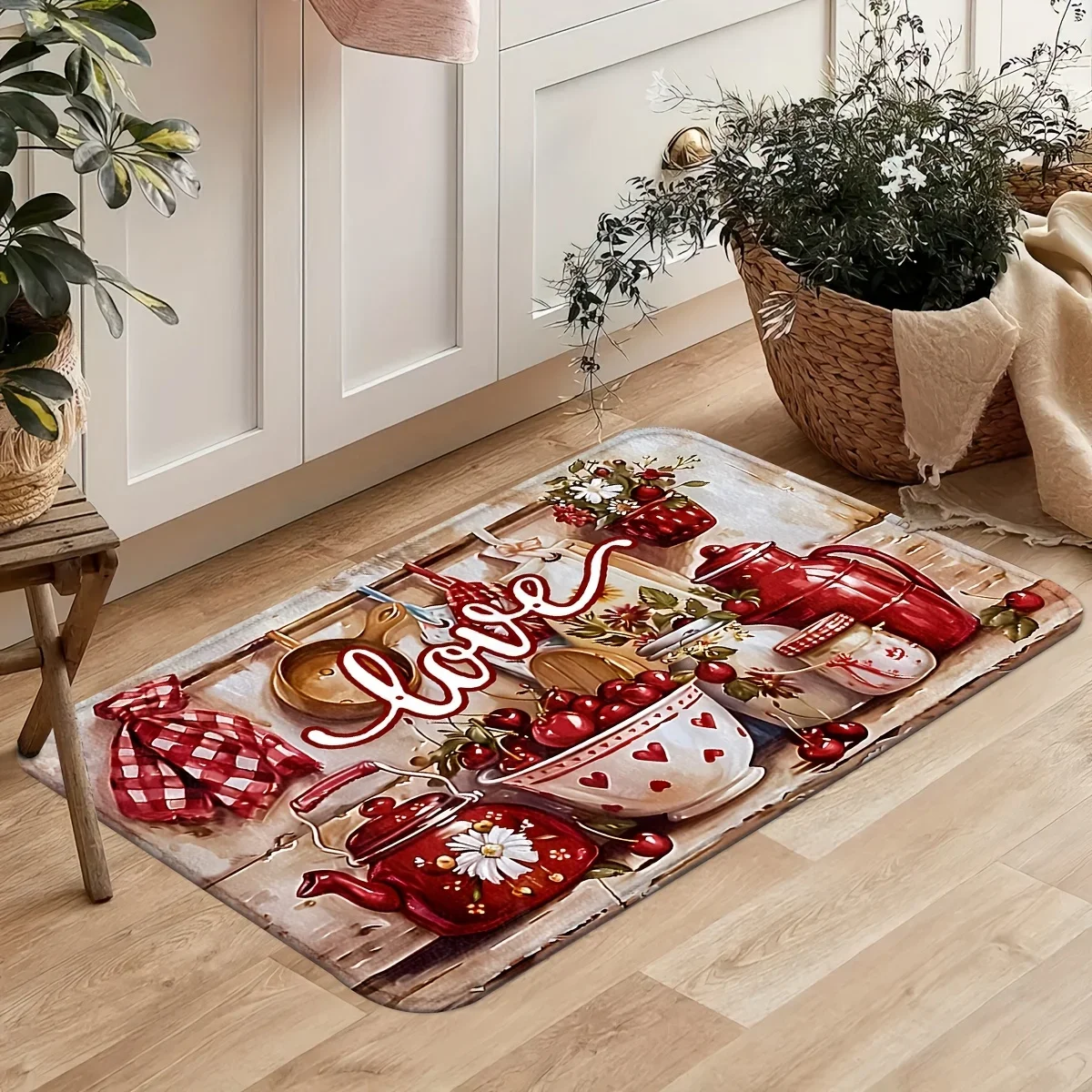 Festive Holiday Floor Mat Vivid Santa Claus Holding Gift Boxes Christmas Confetti Art Graphic Decor Rug for Home Entryway Space